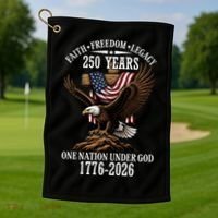 250 Years Faith Freedom Legacy Eagle 250th Anniversary Golf Towel thumb 1