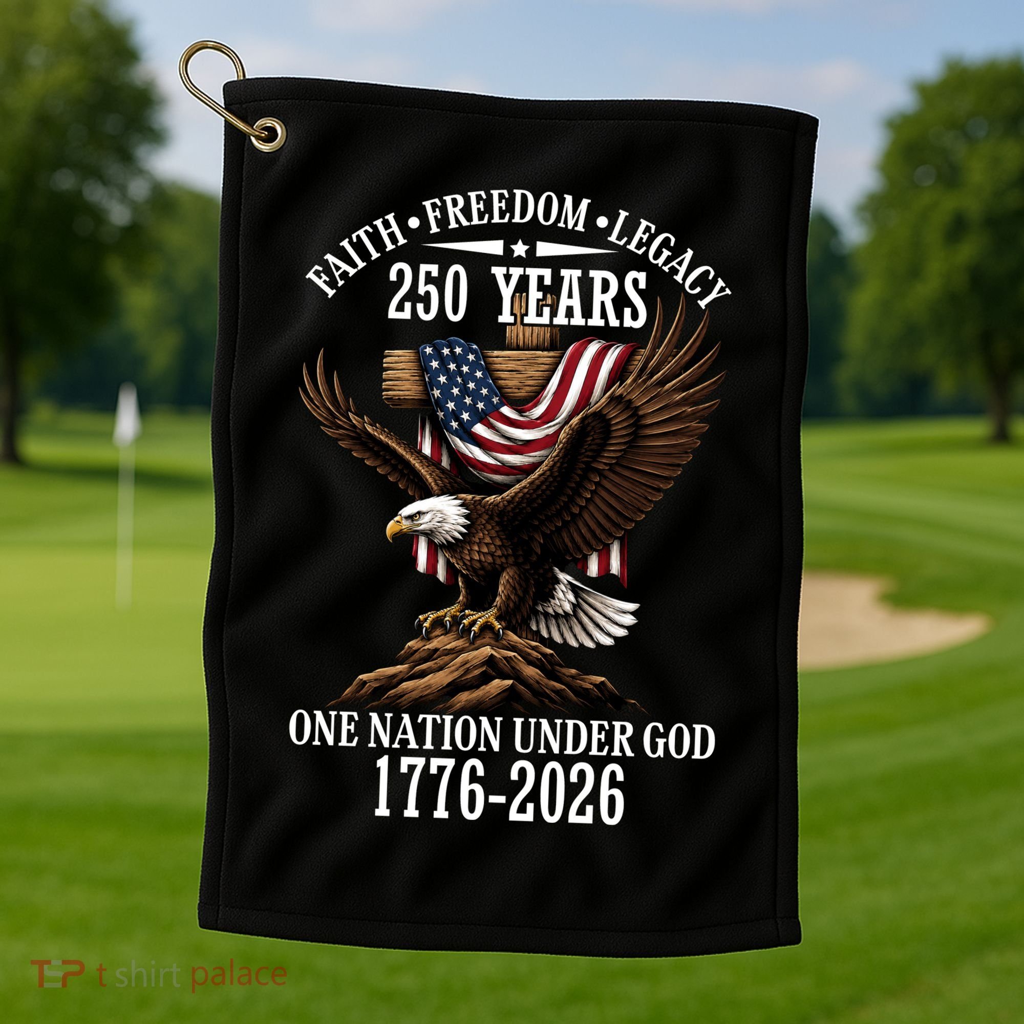 250 Years Faith Freedom Legacy Eagle 250th Anniversary Golf Towel