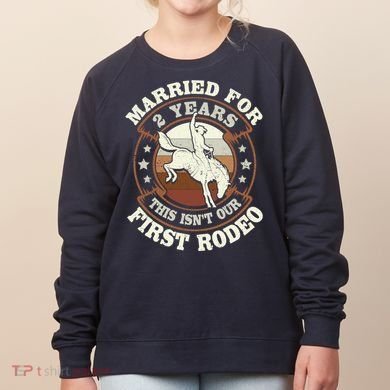 2 Years Married Cowboy 2nd Wedding Anniversary Rodeo Women's Sweatshirt