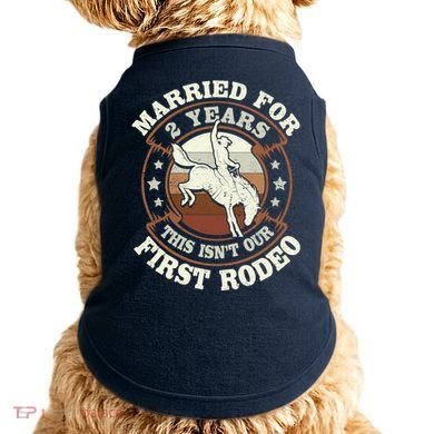 2 Years Married Cowboy 2nd Wedding Anniversary Rodeo Doggie Tank