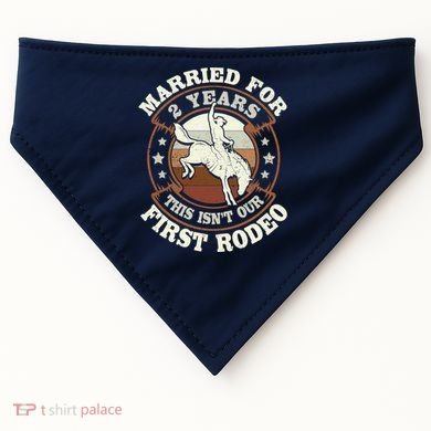 2 Years Married Cowboy 2nd Wedding Anniversary Rodeo USA-Made Doggie Bandana