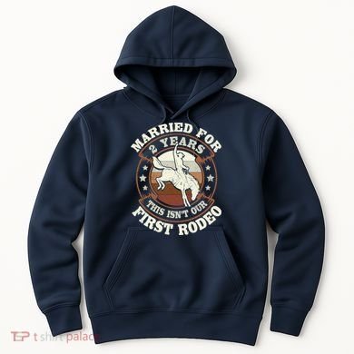 2 Years Married Cowboy 2nd Wedding Anniversary Rodeo Hoodie