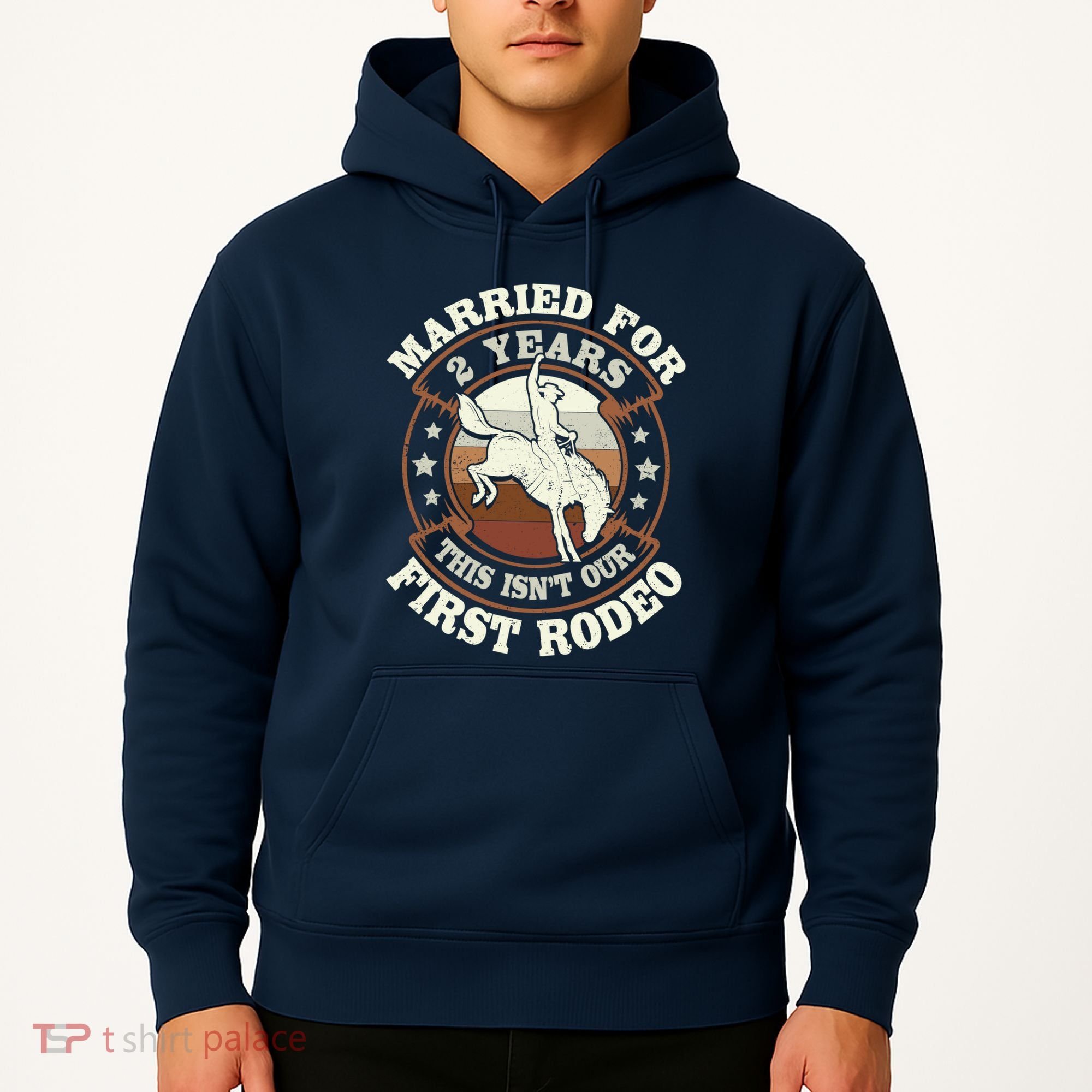 2 Years Married Cowboy 2nd Wedding Anniversary Rodeo Hoodie