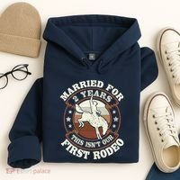 2 Years Married Cowboy 2nd Wedding Anniversary Rodeo Hoodie thumb 4