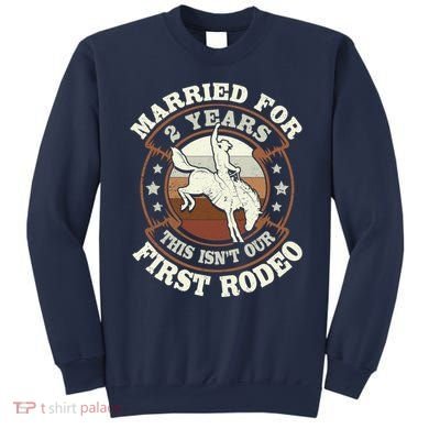 2 Years Married Cowboy 2nd Wedding Anniversary Rodeo Sweatshirt