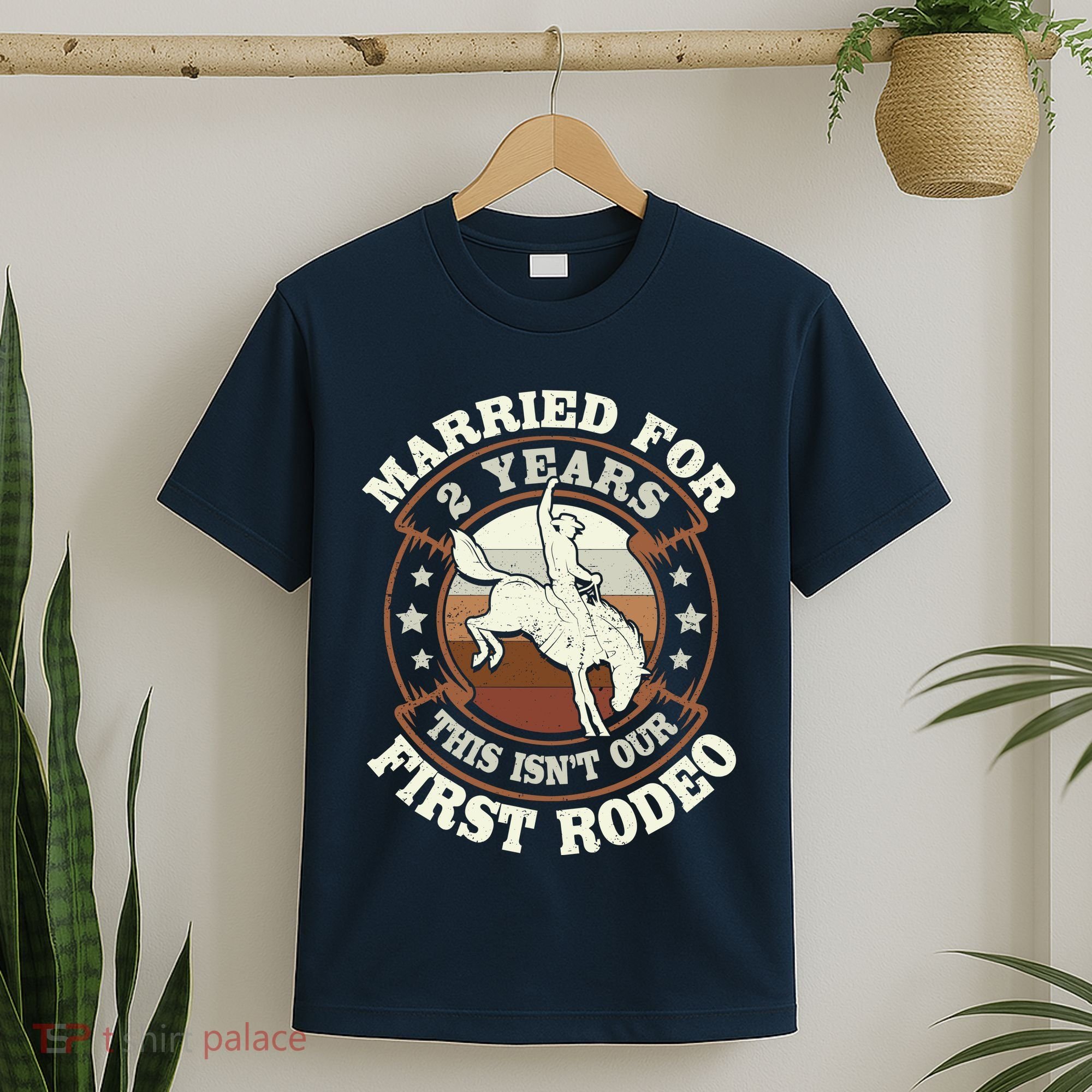 2 Years Married Cowboy 2nd Wedding Anniversary Rodeo T-Shirt