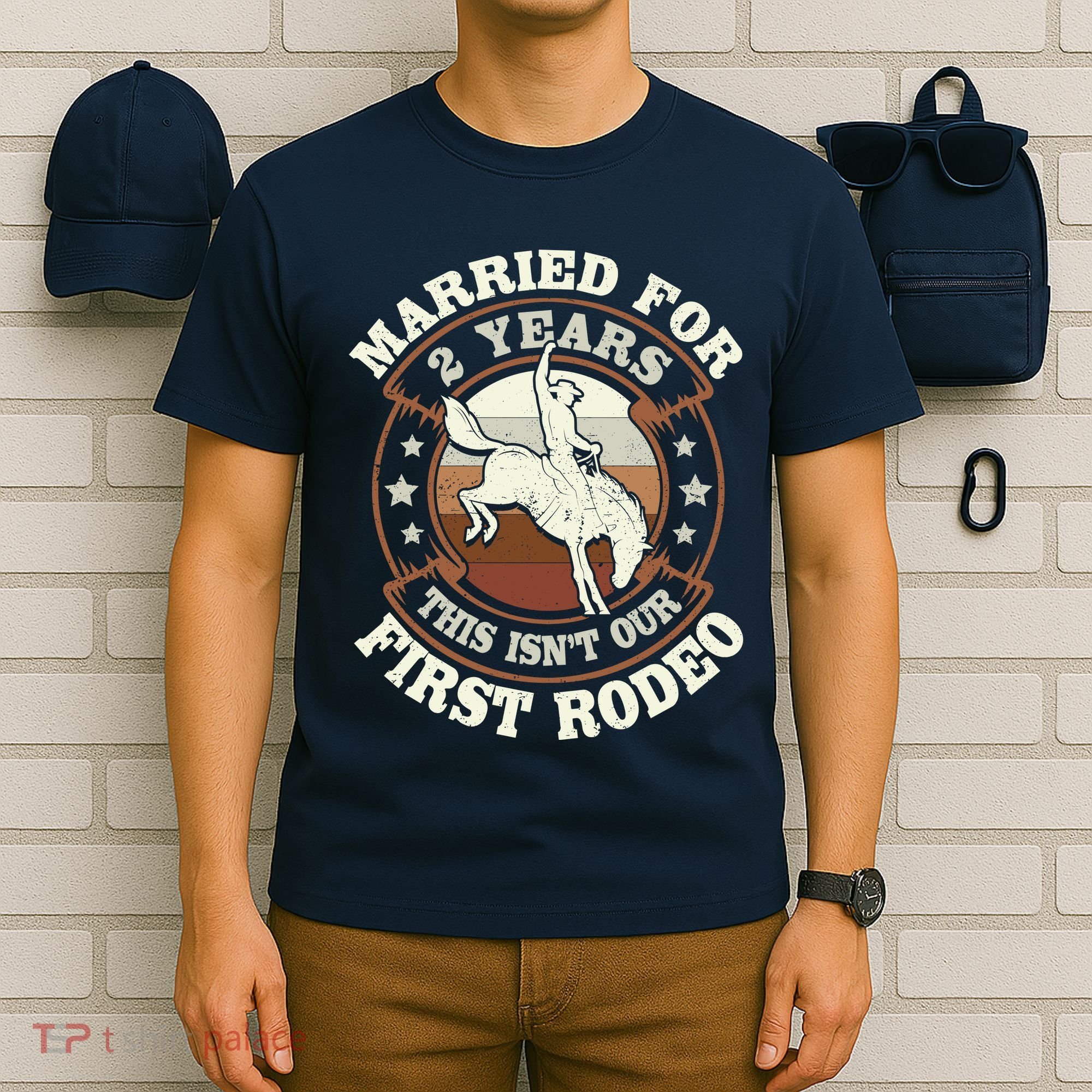 2 Years Married Cowboy 2nd Wedding Anniversary Rodeo T-Shirt