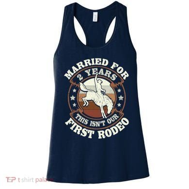 2 Years Married Cowboy 2nd Wedding Anniversary Rodeo Women's Tank Top
