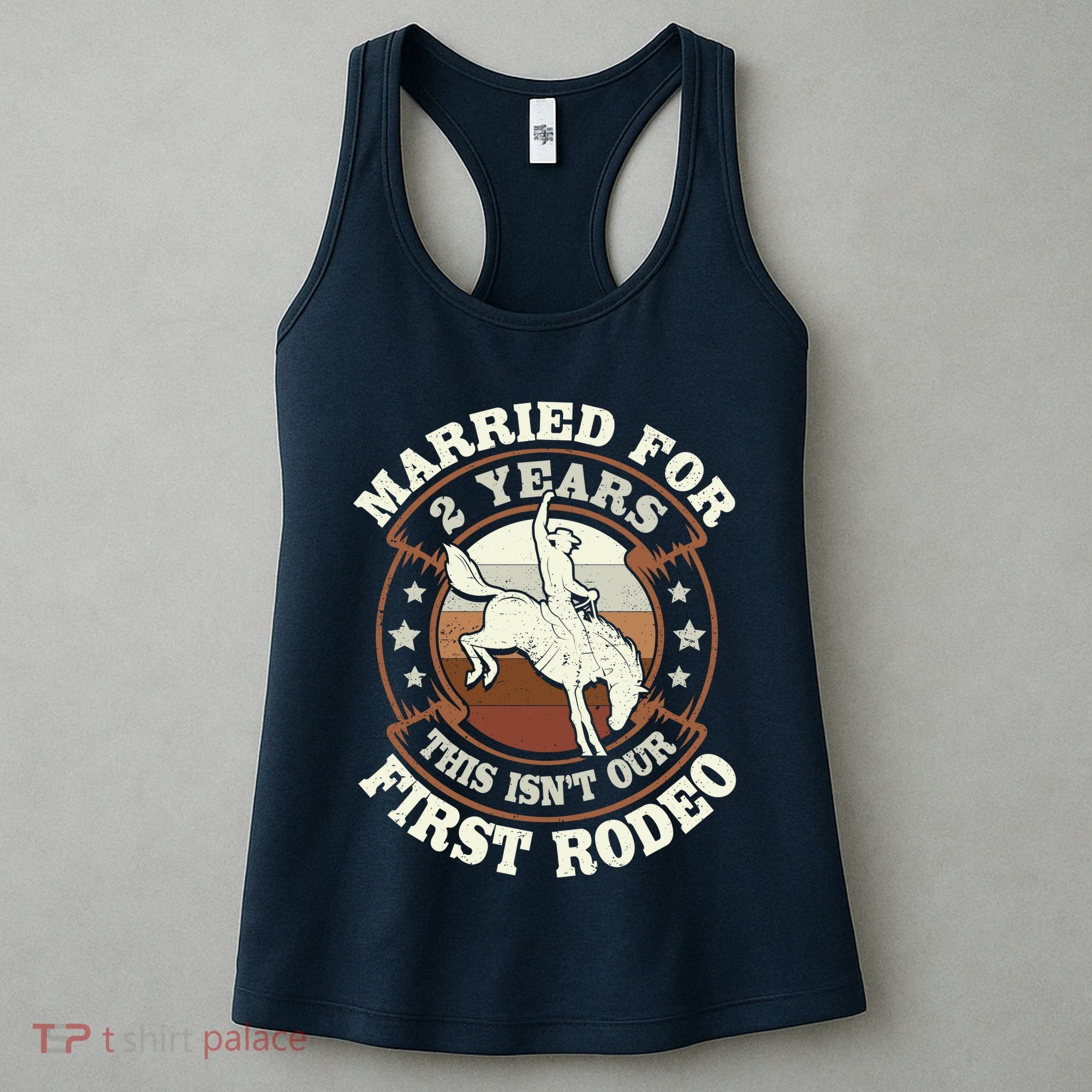 2 Years Married Cowboy 2nd Wedding Anniversary Rodeo Women's Tank Top