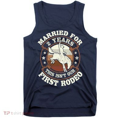 2 Years Married Cowboy 2nd Wedding Anniversary Rodeo Tank Top