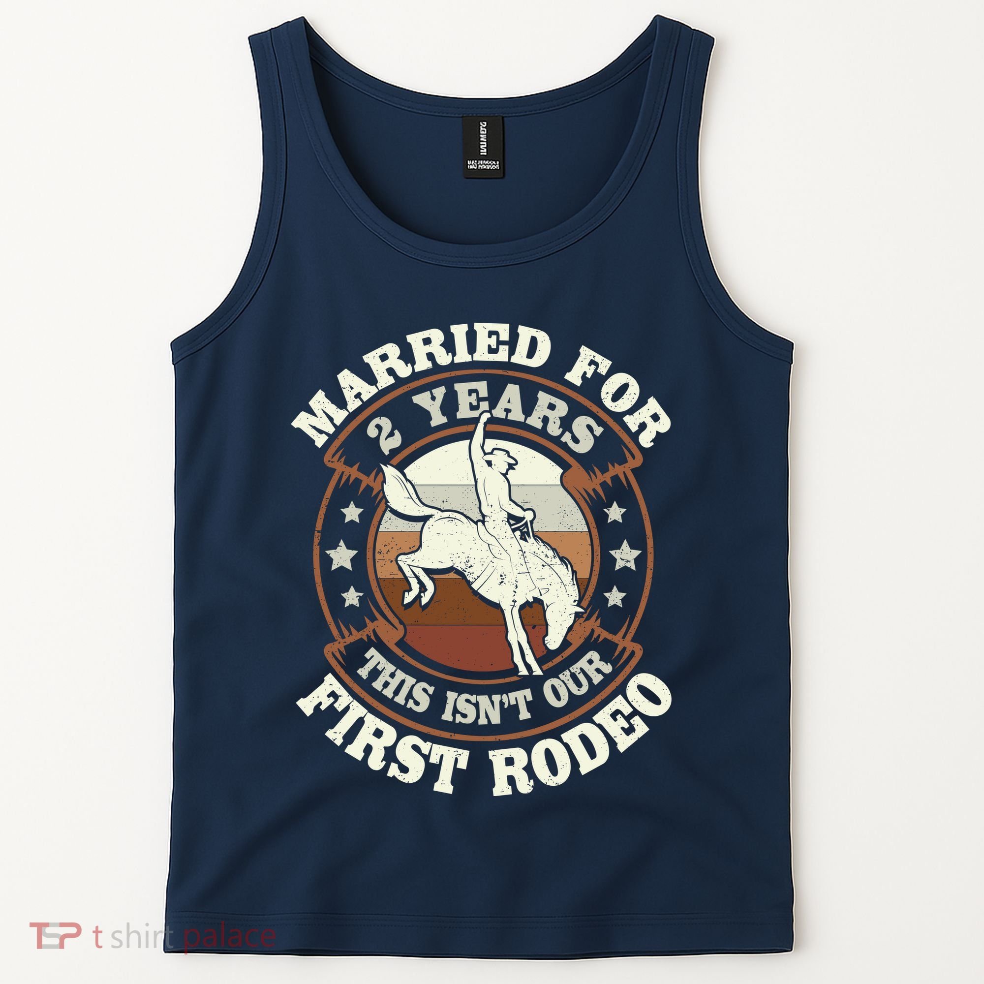 2 Years Married Cowboy 2nd Wedding Anniversary Rodeo Tank Top
