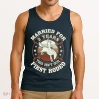 2 Years Married Cowboy 2nd Wedding Anniversary Rodeo Tank Top thumb 3