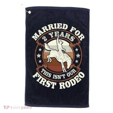 2 Years Married Cowboy 2nd Wedding Anniversary Rodeo Golf Towel