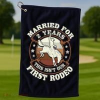 2 Years Married Cowboy 2nd Wedding Anniversary Rodeo Golf Towel thumb 1