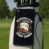 2 Years Married Cowboy 2nd Wedding Anniversary Rodeo Golf Towel thumb 2