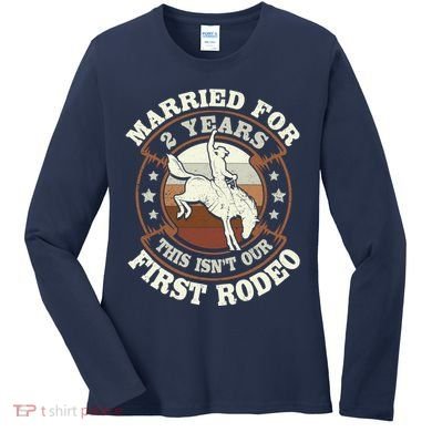 2 Years Married Cowboy 2nd Wedding Anniversary Rodeo Women's Long Sleeve Shirt
