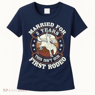 2 Years Married Cowboy 2nd Wedding Anniversary Rodeo Women's T-Shirt