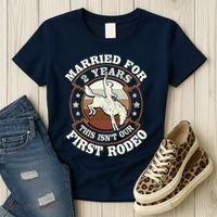2 Years Married Cowboy 2nd Wedding Anniversary Rodeo Women's T-Shirt thumb 3