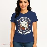 2 Years Married Cowboy 2nd Wedding Anniversary Rodeo Women's T-Shirt thumb 4