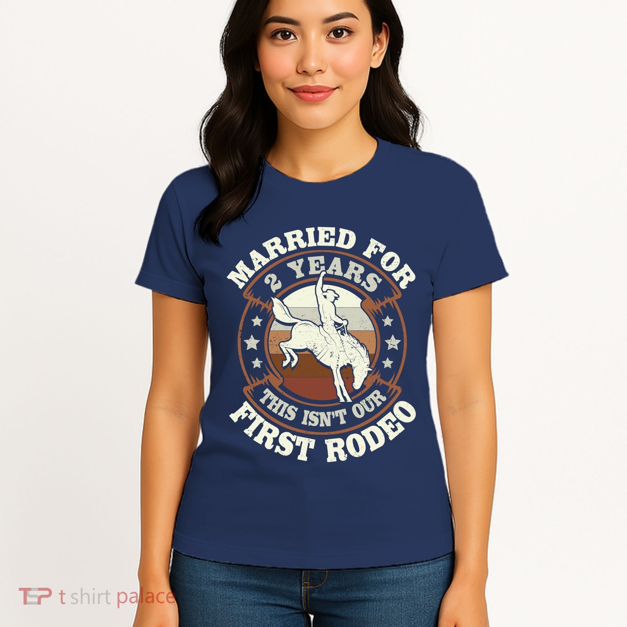 2 Years Married Cowboy 2nd Wedding Anniversary Rodeo Women's T-Shirt
