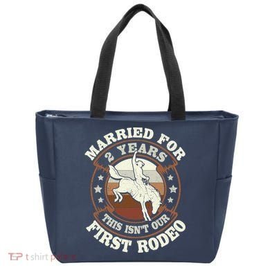 2 Years Married Cowboy 2nd Wedding Anniversary Rodeo Tote Bag