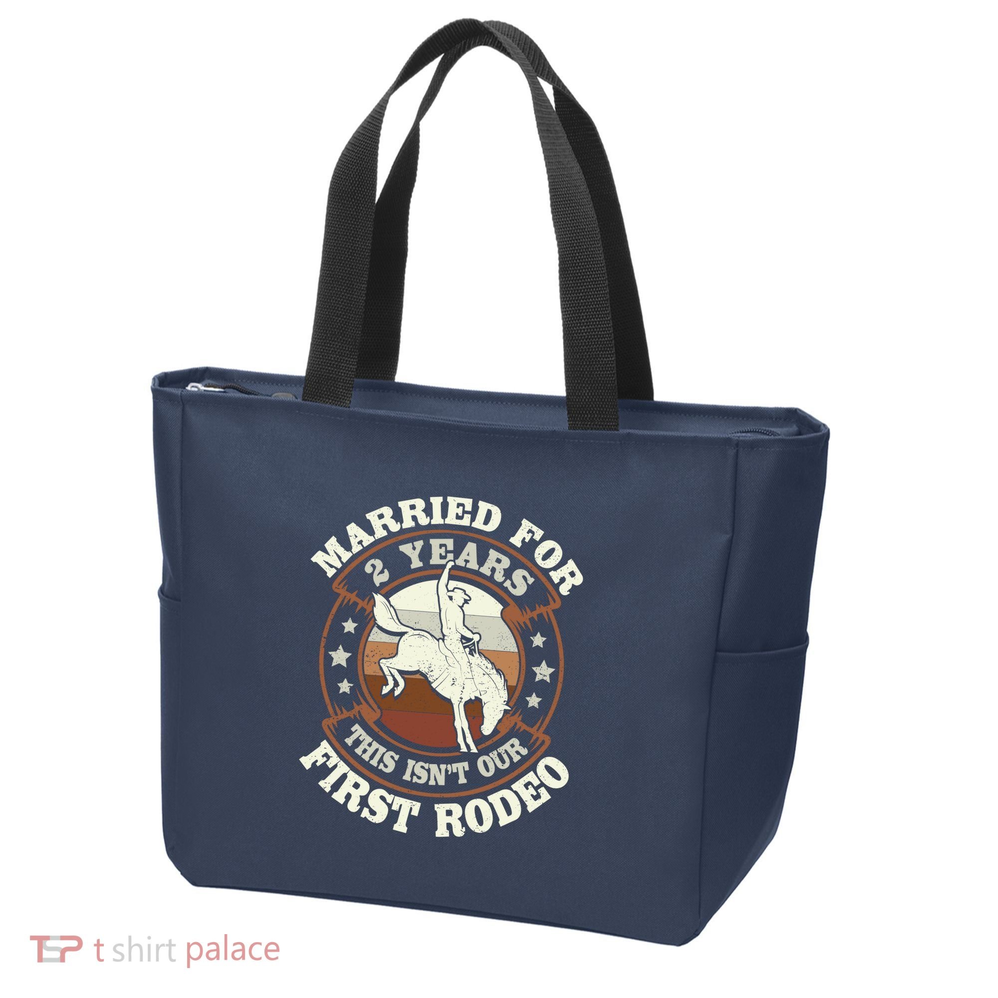 2 Years Married Cowboy 2nd Wedding Anniversary Rodeo Tote Bag