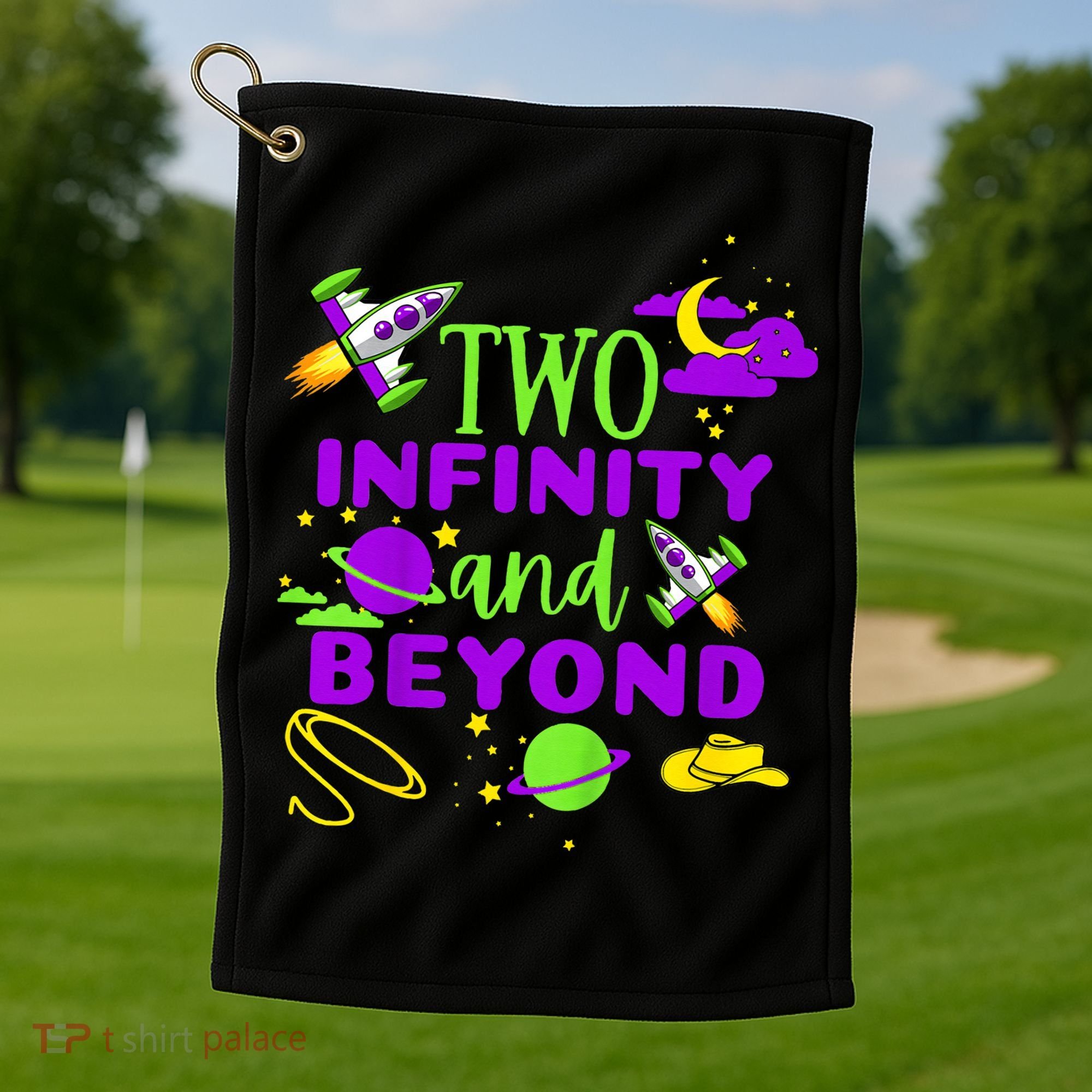 2 Year Old Two Infinity And Beyond 2nd Birthday Golf Towel