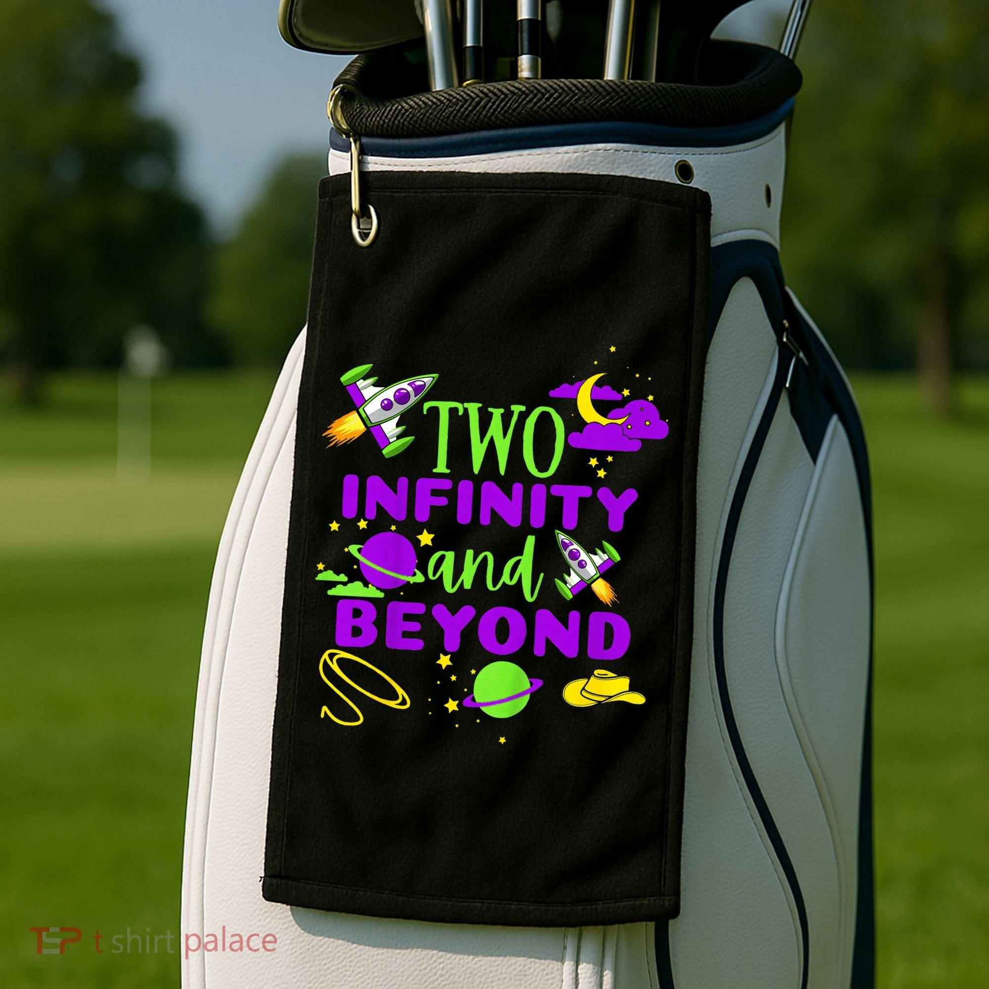 2 Year Old Two Infinity And Beyond 2nd Birthday Golf Towel