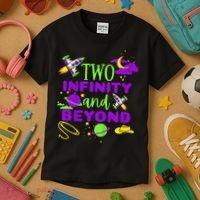 2 Year Old Two Infinity And Beyond 2nd Birthday Kids T-Shirt thumb 3