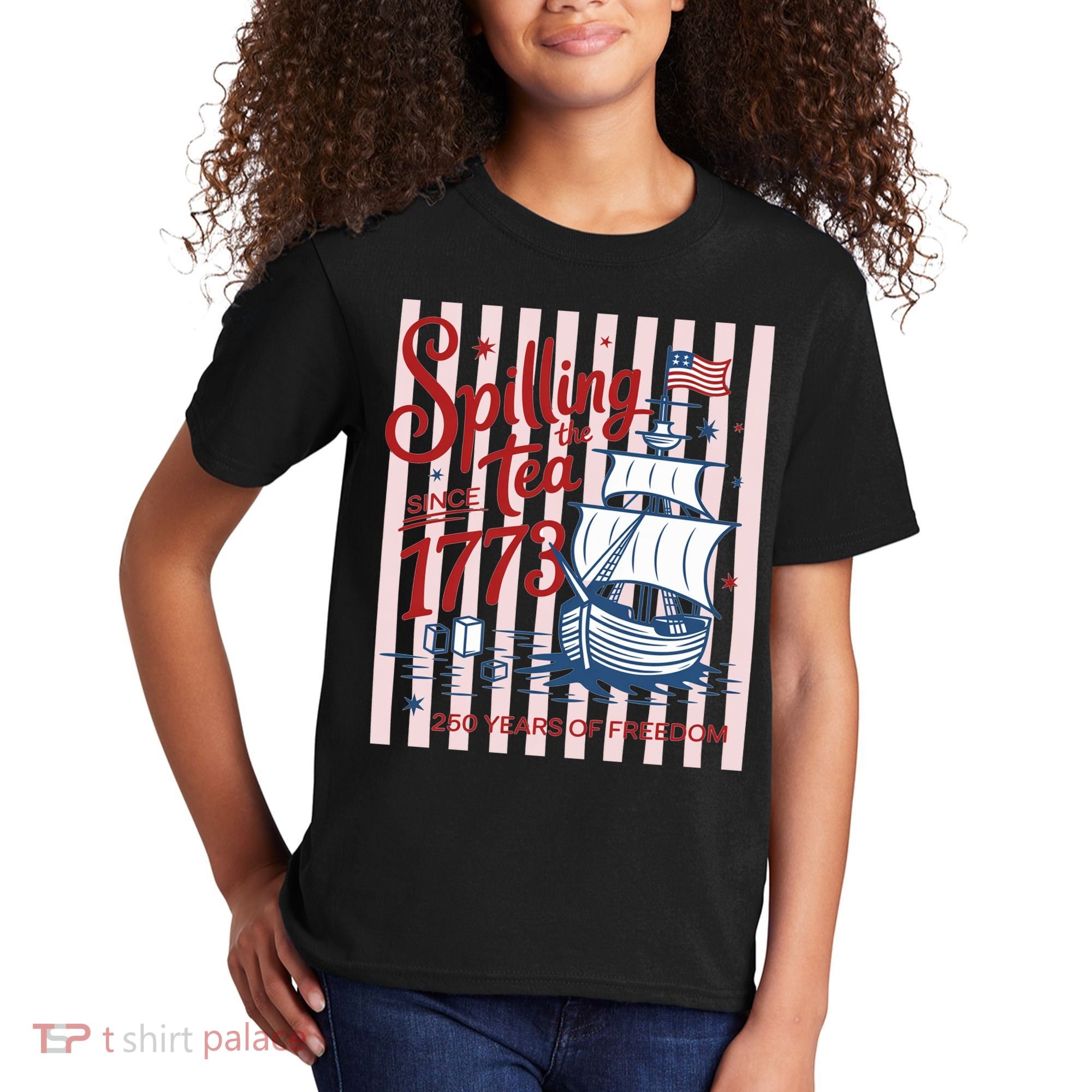250 Years Of Freedom Spilling The Tea Since 1773 Kids T-Shirt