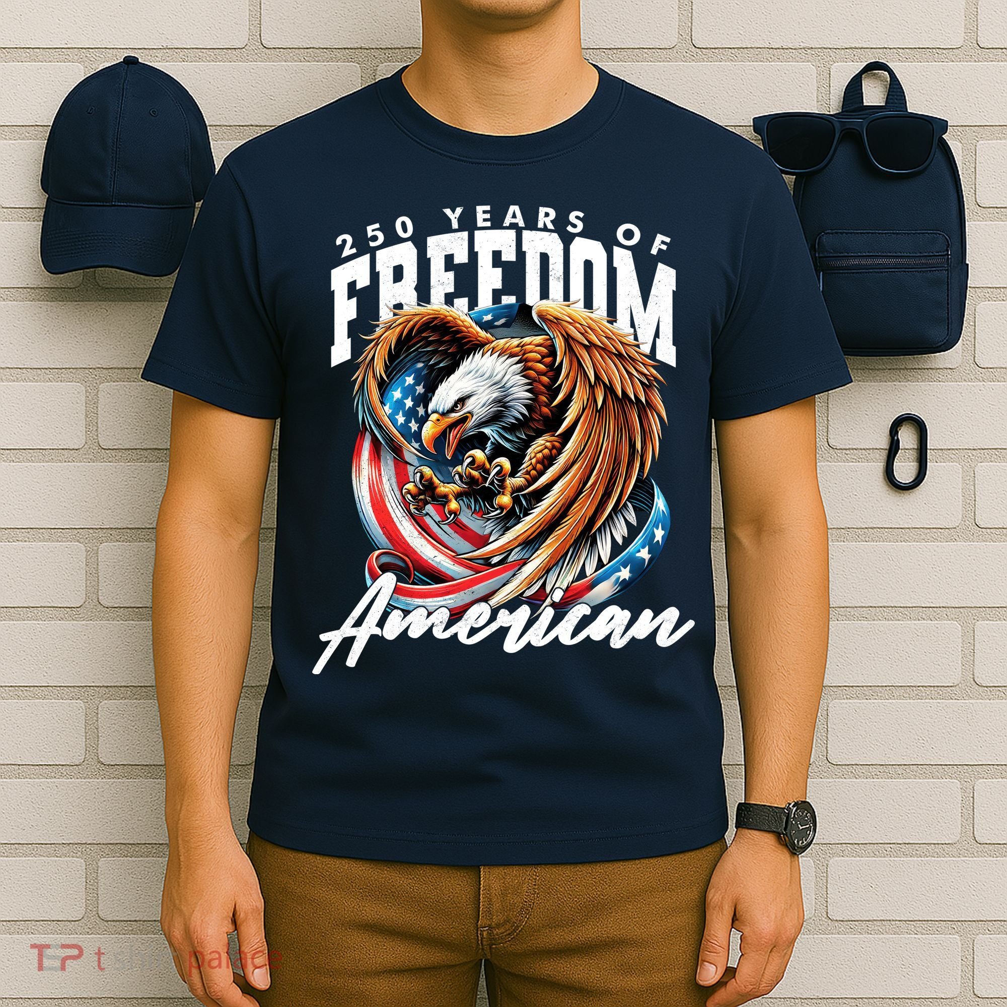 250 Years Of Freedom USA American Flag Eagle T-Shirt