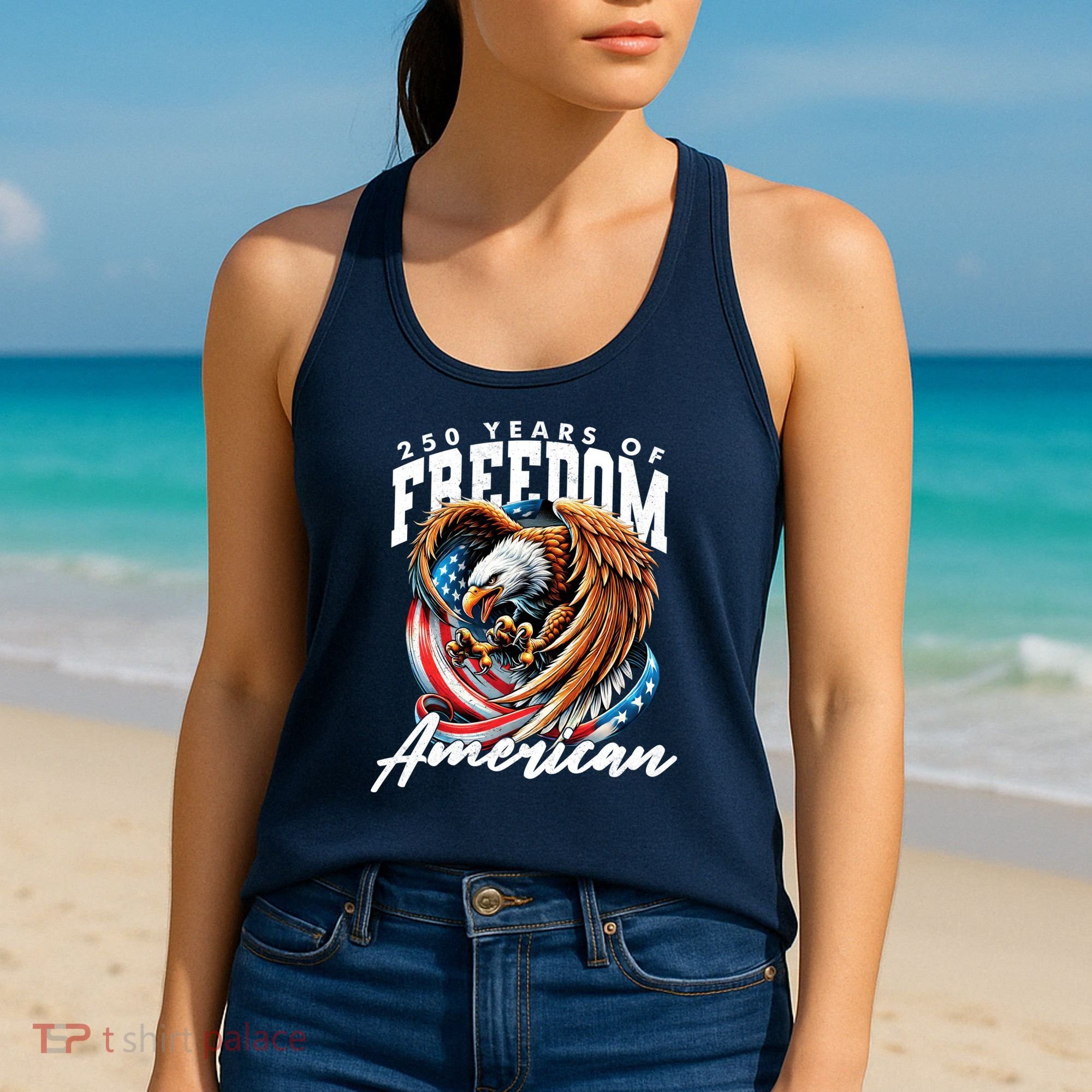 250 Years Of Freedom USA American Flag Eagle Women's Tank Top