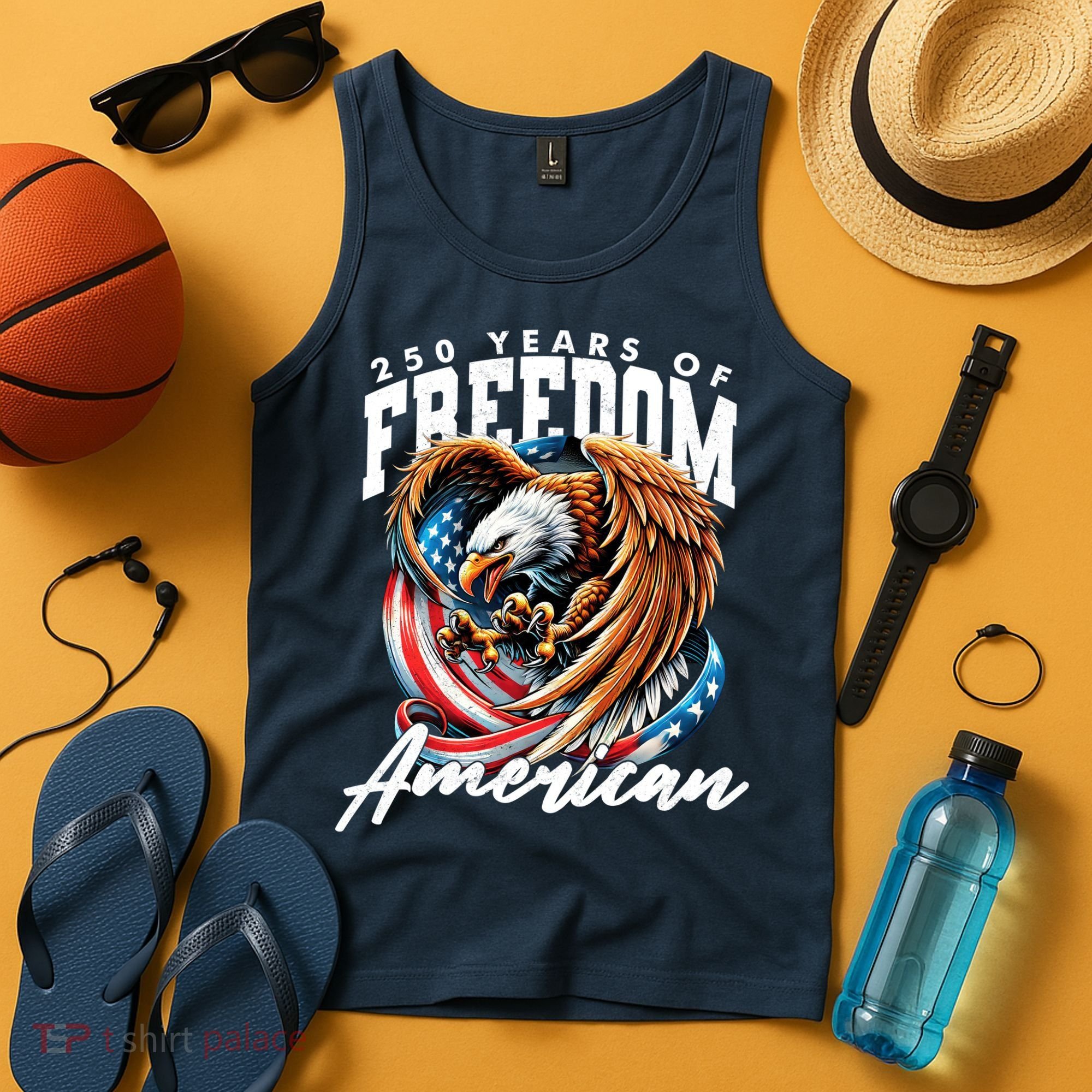 250 Years Of Freedom USA American Flag Eagle Tank Top