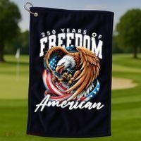 250 Years Of Freedom USA American Flag Eagle Golf Towel thumb 1