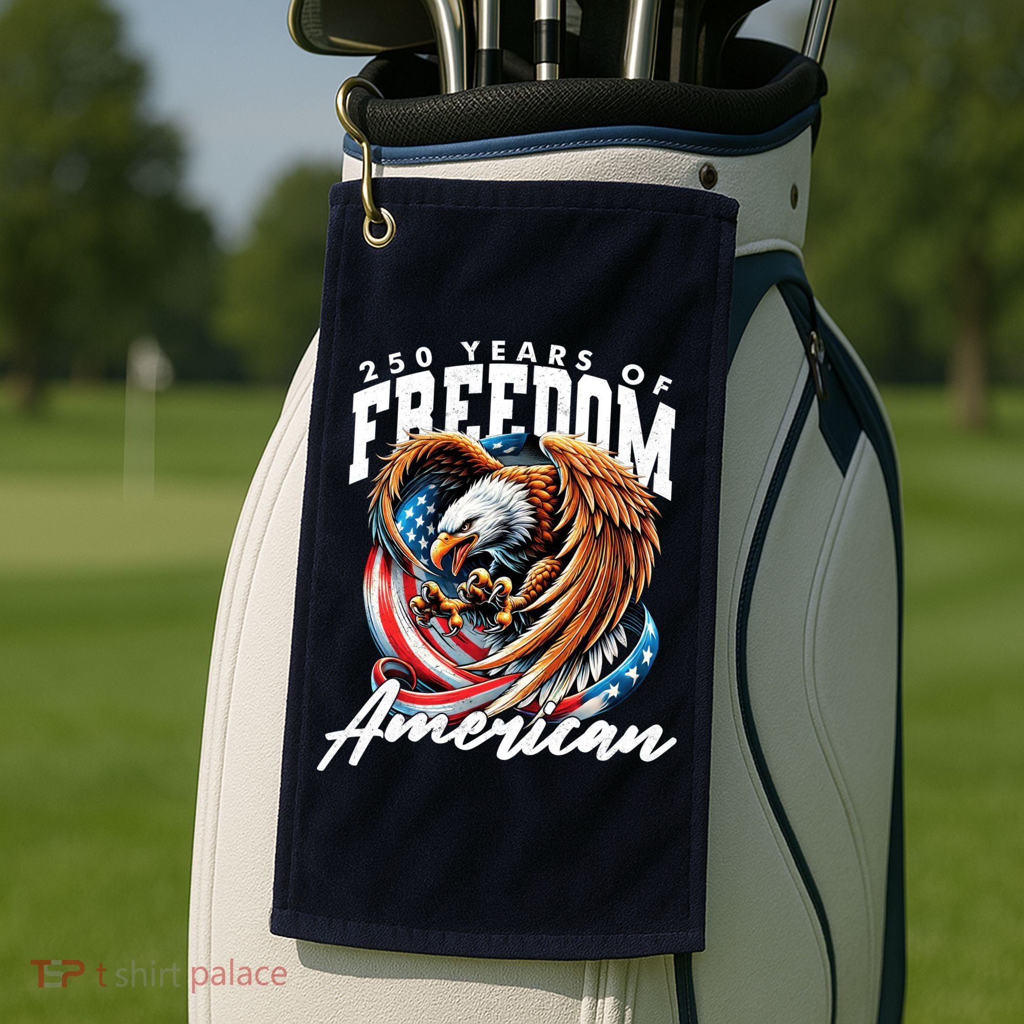 250 Years Of Freedom USA American Flag Eagle Golf Towel