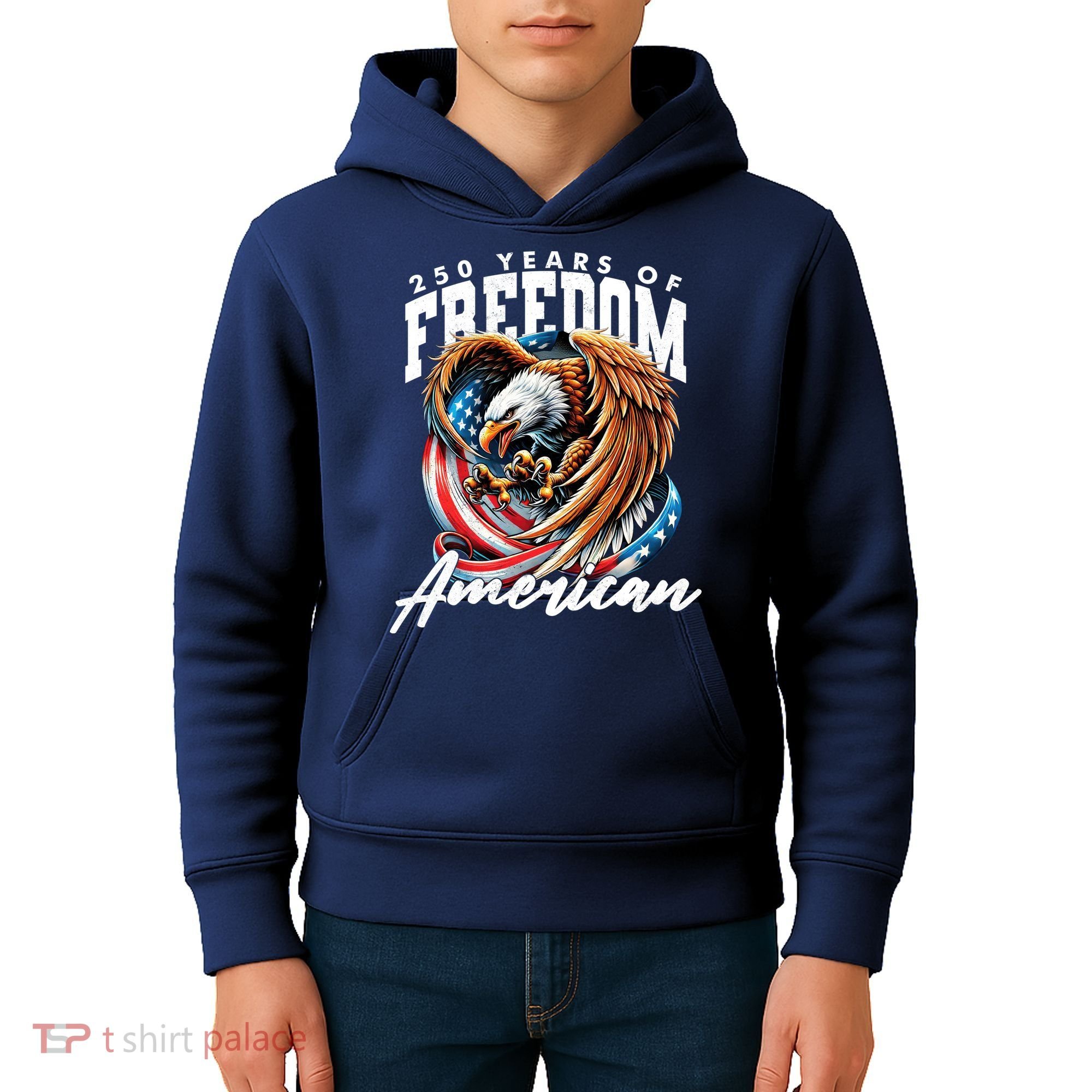 250 Years Of Freedom USA American Flag Eagle Kids Hoodie