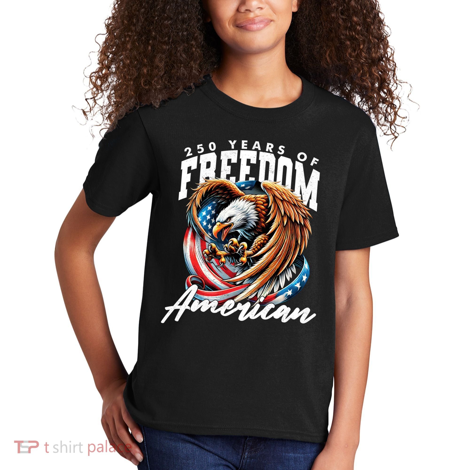 250 Years Of Freedom USA American Flag Eagle Kids T-Shirt