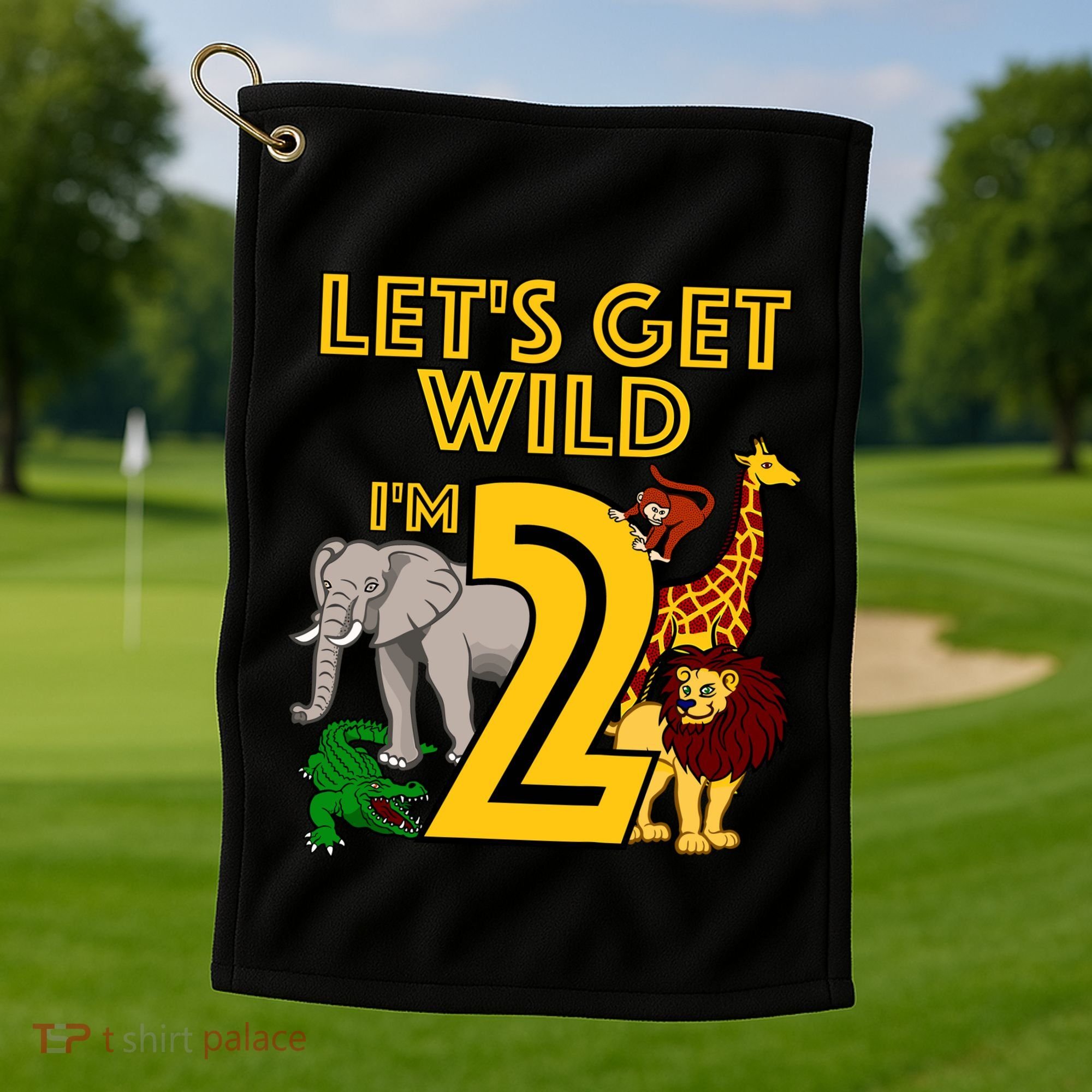 2 Year Old Zoo Birthday Safari Jungle Animal 2nd Gift Golf Towel