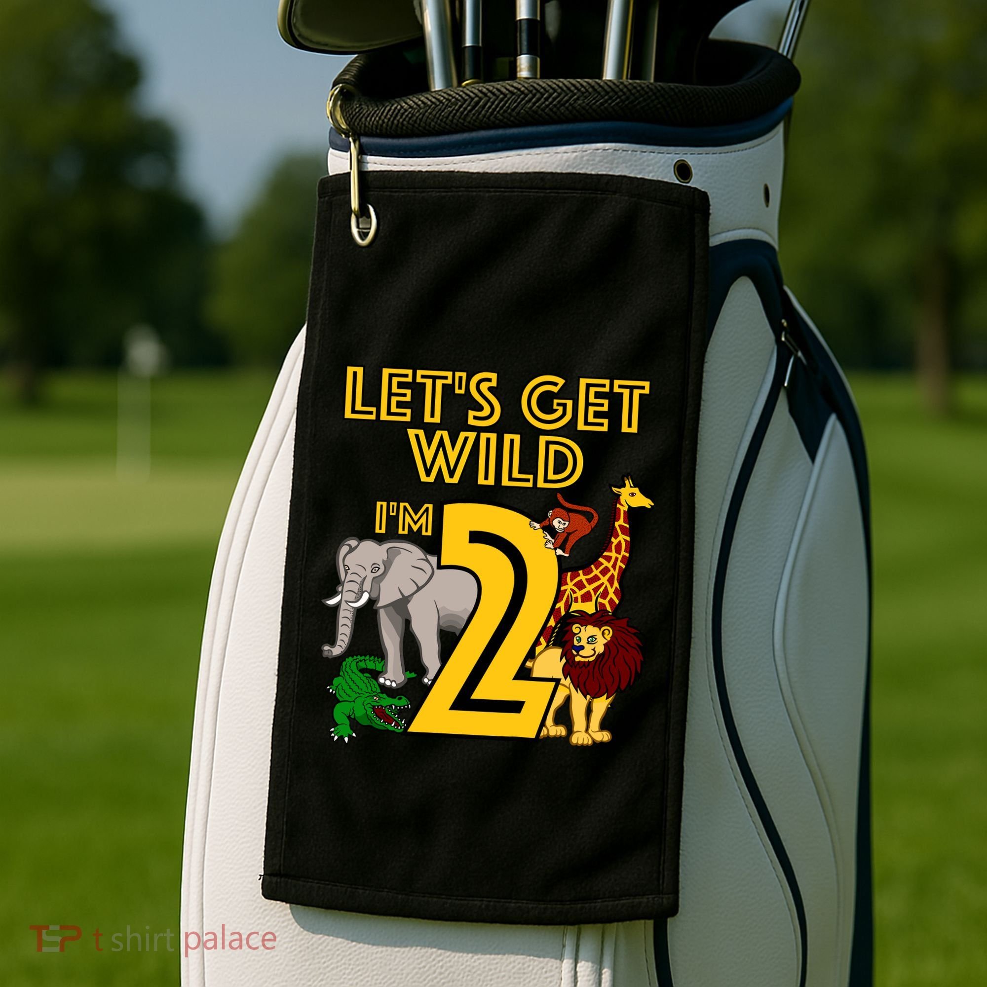 2 Year Old Zoo Birthday Safari Jungle Animal 2nd Gift Golf Towel