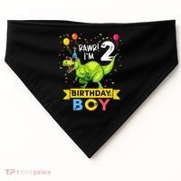2 Year Old 2nd Birthday Boy T Rex Dinosaur T USA-Made Doggie Bandana thumb 0