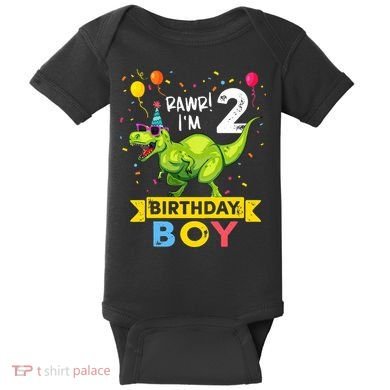 2 Year Old 2nd Birthday Boy T Rex Dinosaur T Baby Bodysuit