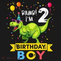 2 Year Old 2nd Birthday Boy T Rex Dinosaur T Baby Bodysuit thumb 2