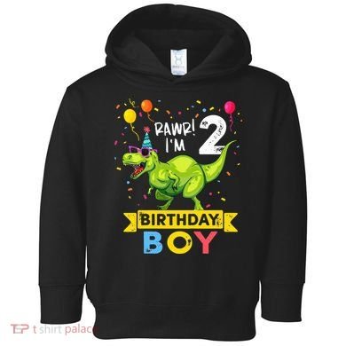 2 Year Old 2nd Birthday Boy T Rex Dinosaur T Toddler Hoodie