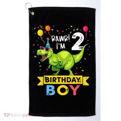 2 Year Old 2nd Birthday Boy T Rex Dinosaur T Golf Towel