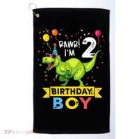 2 Year Old 2nd Birthday Boy T Rex Dinosaur T Golf Towel thumb 0