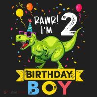 2 Year Old 2nd Birthday Boy T Rex Dinosaur T Golf Towel thumb 3