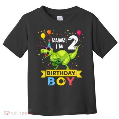 2 Year Old 2nd Birthday Boy T Rex Dinosaur T Toddler T-Shirt