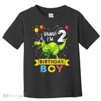 2 Year Old 2nd Birthday Boy T Rex Dinosaur T Toddler T-Shirt thumb 0