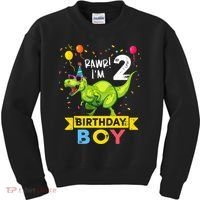2 Year Old 2nd Birthday Boy T Rex Dinosaur T Kids Sweatshirt thumb 0