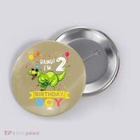 2 Year Old 2nd Birthday Boy T Rex Dinosaur T Button thumb 0